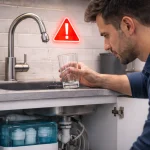 Su arıtma cihazı su vermiyor arızası kontrolü ve tamiri yapan teknisyen